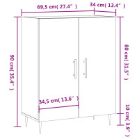 Produktbild för Skänk vit högglans 69,5x34x90 cm konstruerat trä