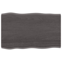 Produktbild för Bordsskiva mörkbrun 80x50x2 cm massiv ek levande kant