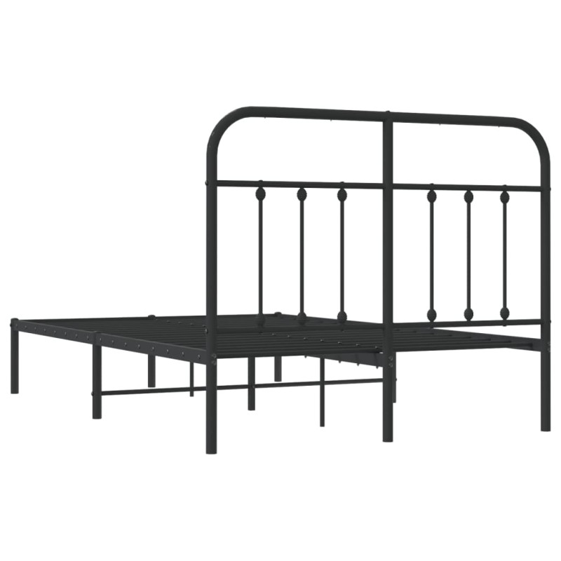 Produktbild för Sängram med huvudgavel metall svart 120x200 cm