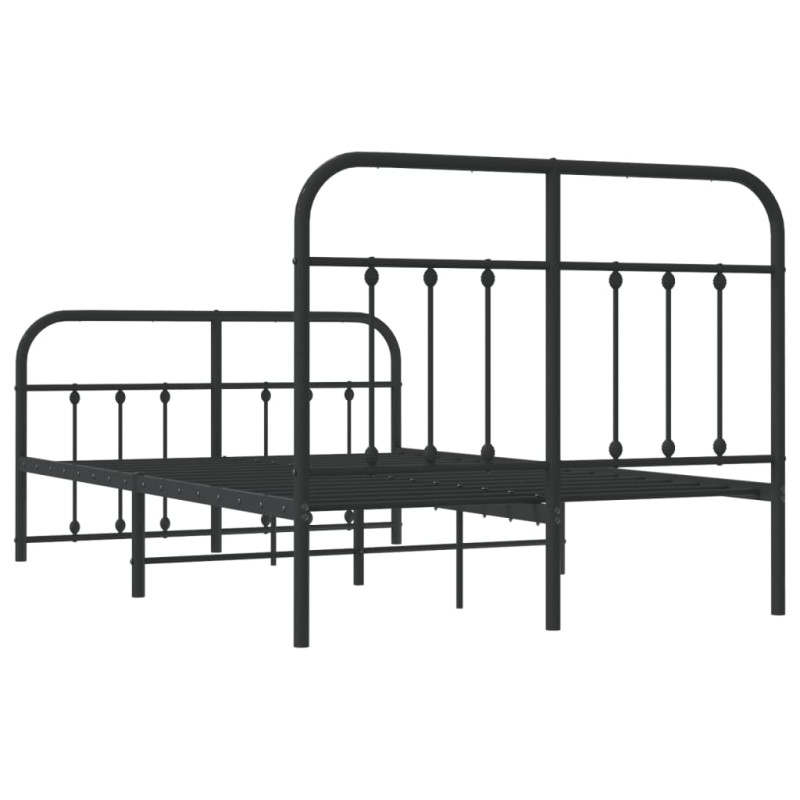 Produktbild för Sängram med huvudgavel och fotgavel svart metall 120x190 cm