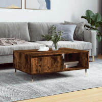 Produktbild för Soffbord rökfärgad ek 90x60x35 cm konstruerat trä