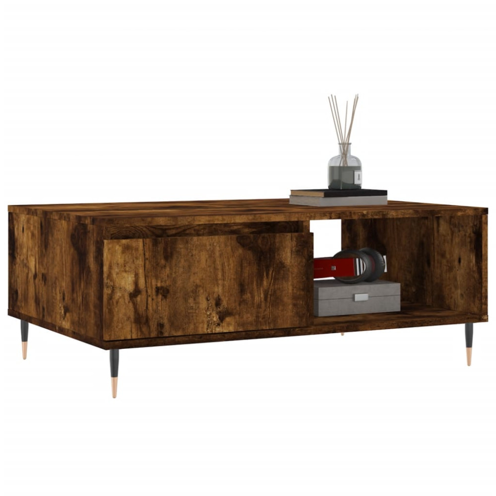 Produktbild för Soffbord rökfärgad ek 90x60x35 cm konstruerat trä