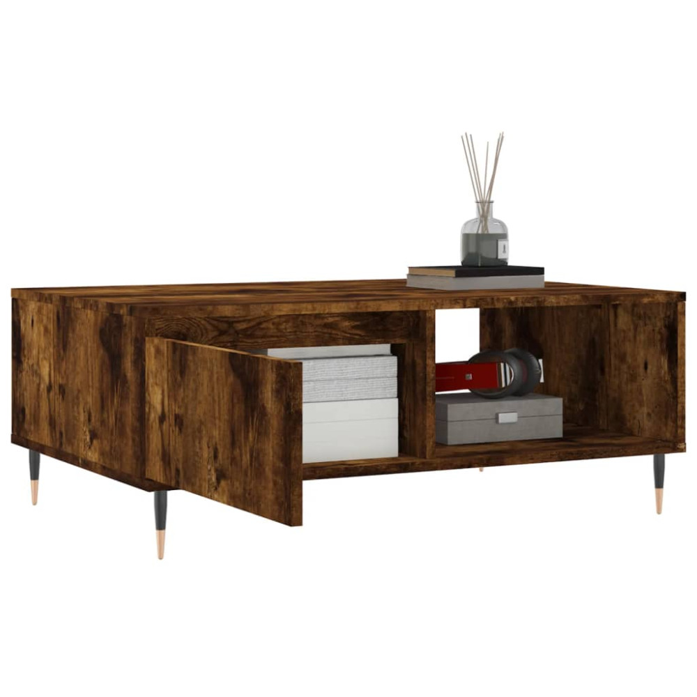 Produktbild för Soffbord rökfärgad ek 90x60x35 cm konstruerat trä