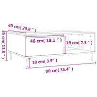 Produktbild för Soffbord vit högglans 90x60x35 cm konstruerat trä