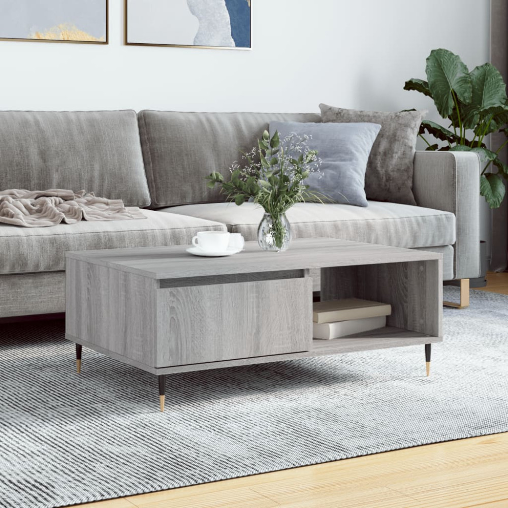 Produktbild för Soffbord grå sonoma 90x60x35 cm konstruerat trä
