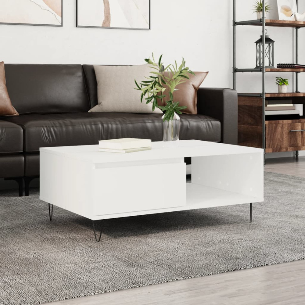 Produktbild för Soffbord vit 90x60x35 cm konstruerat trä