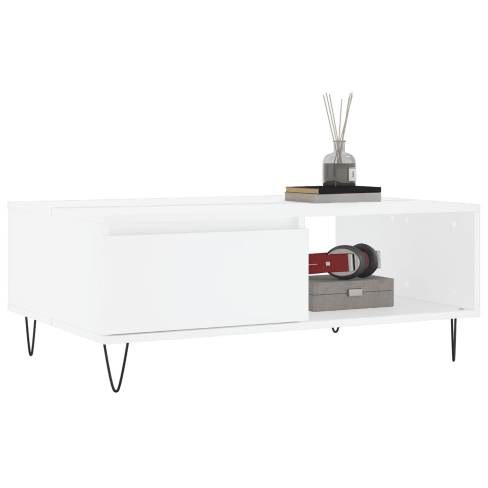 Produktbild för Soffbord vit 90x60x35 cm konstruerat trä