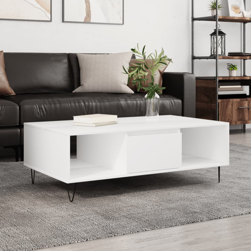 Produktbild för Soffbord vit 104x60x35 cm konstruerat trä