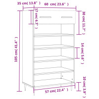 Produktbild för Skohylla betonggrå 60x35x105 cm konstruerat trä