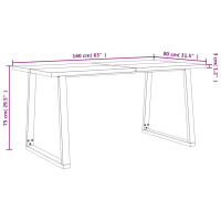 Produktbild för Bord med levande kant 160x80x75 cm massivt akaciaträ