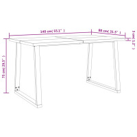 Produktbild för Matbord med levande kant 140x80x75 cm massivt akaciaträ