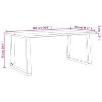 Produktbild för Matbord med levande kant 180x90x75 cm massivt akaciaträ