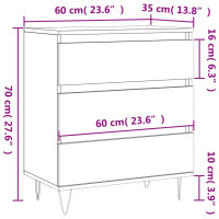 Produktbild för Byrå rökfärgad ek 60x35x70 cm konstruerat trä