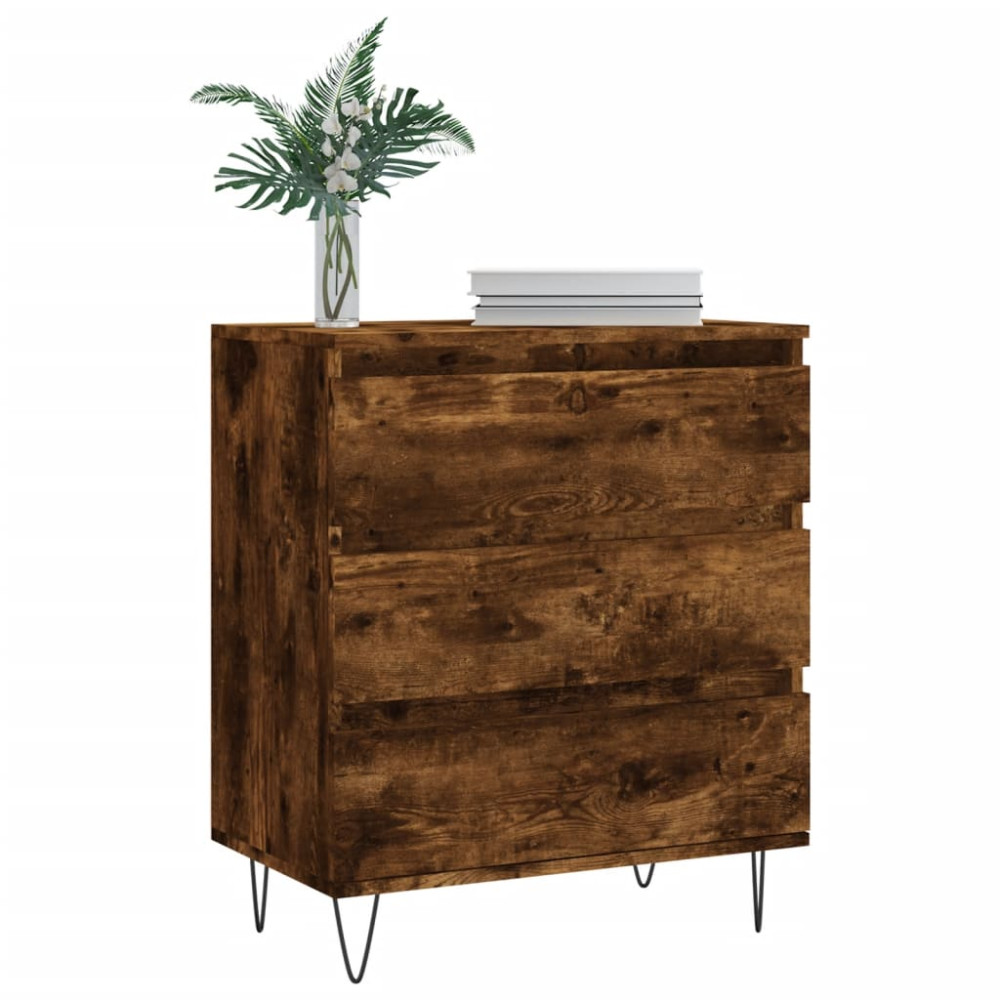 Produktbild för Byrå rökfärgad ek 60x35x70 cm konstruerat trä