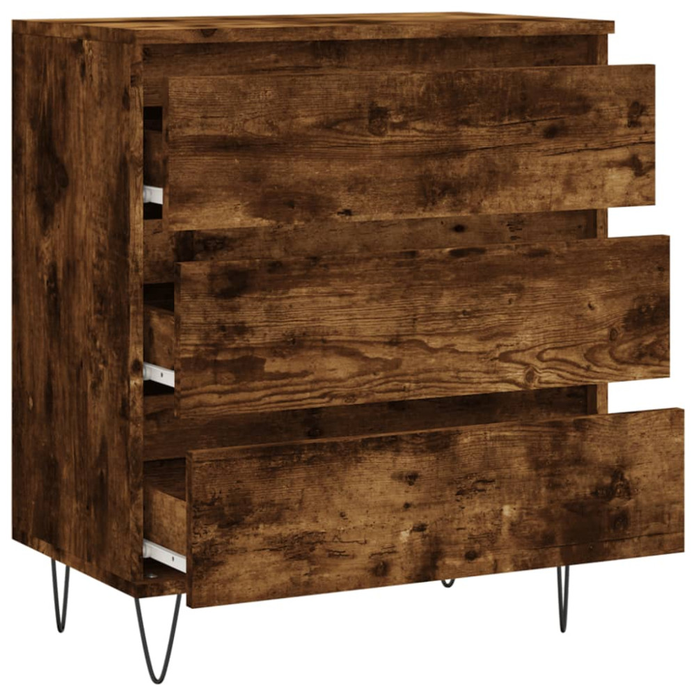 Produktbild för Byrå rökfärgad ek 60x35x70 cm konstruerat trä
