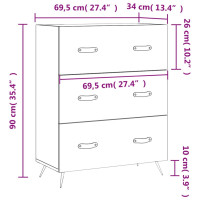 Produktbild för Byrå rökfärgad ek 69,5x34x90 cm konstruerat trä