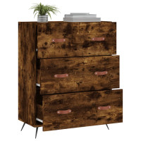 Produktbild för Byrå rökfärgad ek 69,5x34x90 cm konstruerat trä
