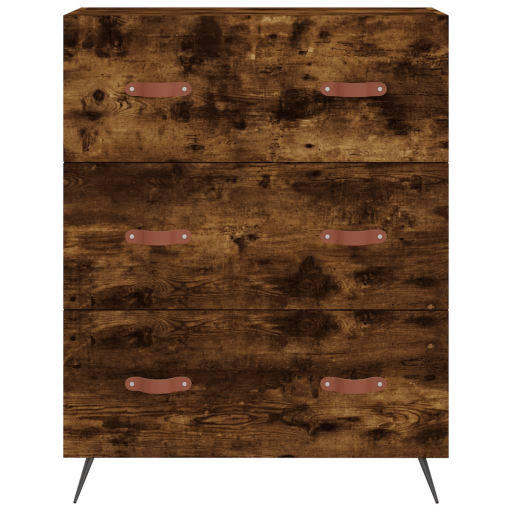 Produktbild för Byrå rökfärgad ek 69,5x34x90 cm konstruerat trä