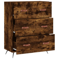 Produktbild för Byrå rökfärgad ek 69,5x34x90 cm konstruerat trä