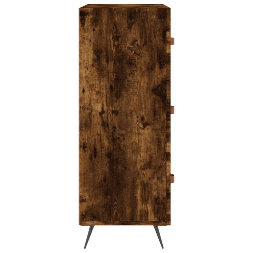 Produktbild för Byrå rökfärgad ek 69,5x34x90 cm konstruerat trä