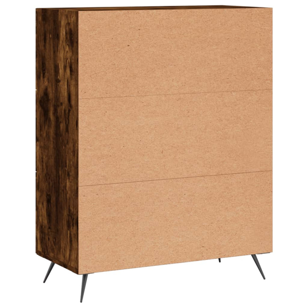 Produktbild för Byrå rökfärgad ek 69,5x34x90 cm konstruerat trä