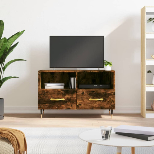 vidaXL Tv-bänk rökfärgad ek 80x36x50 cm konstruerat trä