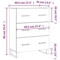 Produktbild för Skänk betonggrå 69,5x34x90 cm konstruerat trä