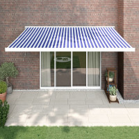 Produktbild för Markis infällbar blå och vit 4x3 m tyg&aluminium