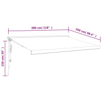 Produktbild för Markis infällbar gräddvit 3x2,5 m tyg&aluminium