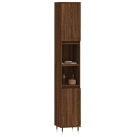 Miniatyr av produktbild för Badrumsskåp brun ek 30x30x190 cm konstruerat trä