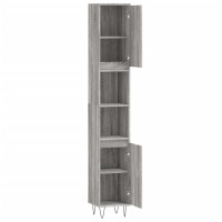 Miniatyr av produktbild för Badrumsskåp grå sonoma 30x30x190 cm konstruerat trä