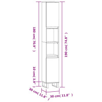 Produktbild för Badrumsskåp rökfärgad ek 30x30x190 cm konstruerat trä