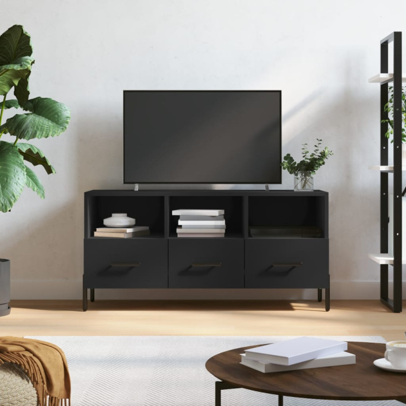 Produktbild för Tv-bänk svart 102x36x50 cm konstruerat trä