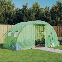 Produktbild för Växthus med stålram grön 8 m² 4x2x2 m