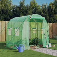 Produktbild för Växthus med stålram grön 4 m² 2x2x2 m