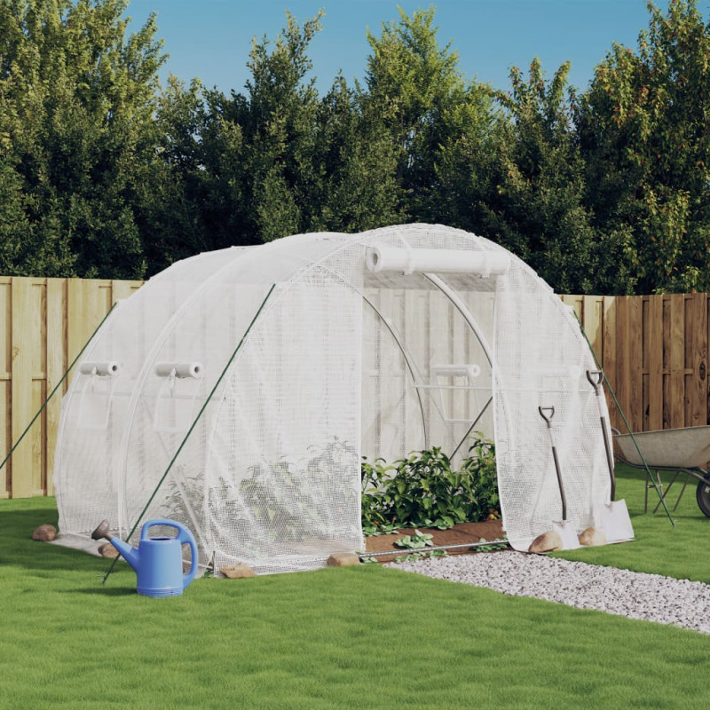 Produktbild för Växthus med stålram vit 6 m² 3x2x2 m