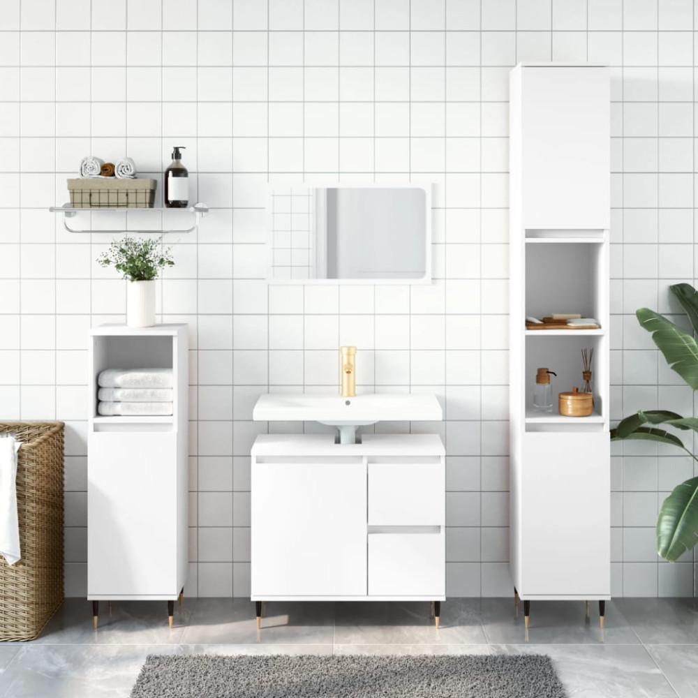 Produktbild för Badrumsskåp vit 65x33x60 cm konstruerat trä