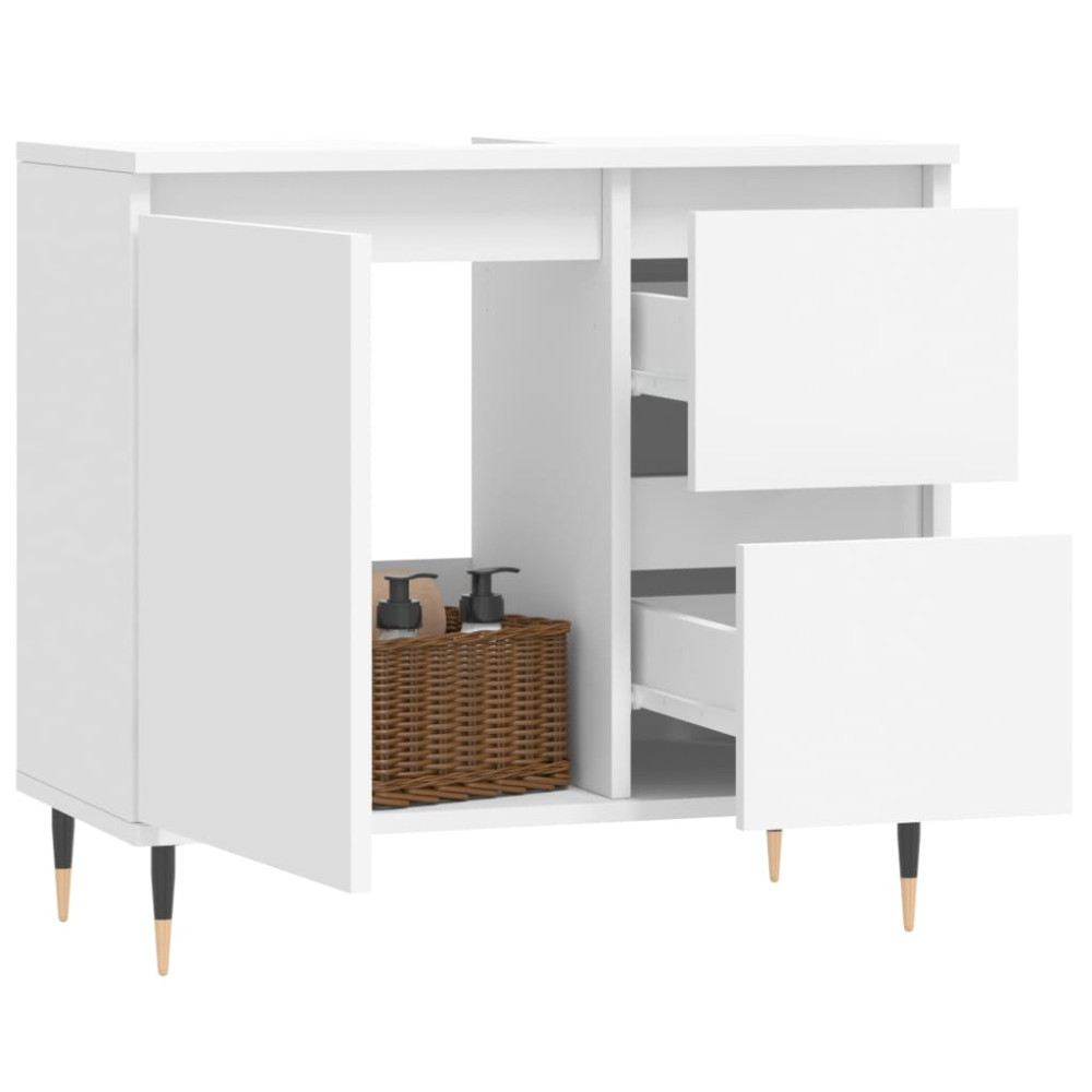 Produktbild för Badrumsskåp vit 65x33x60 cm konstruerat trä
