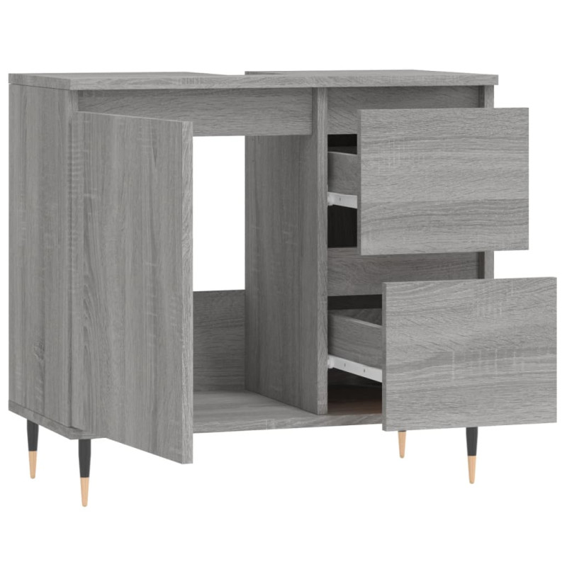 Produktbild för Badrumsskåp grå sonoma 65x33x60 cm konstruerat trä