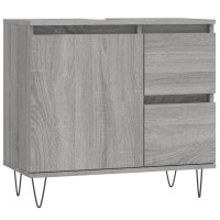 Produktbild för Badrumsskåp grå sonoma 65x33x60 cm konstruerat trä