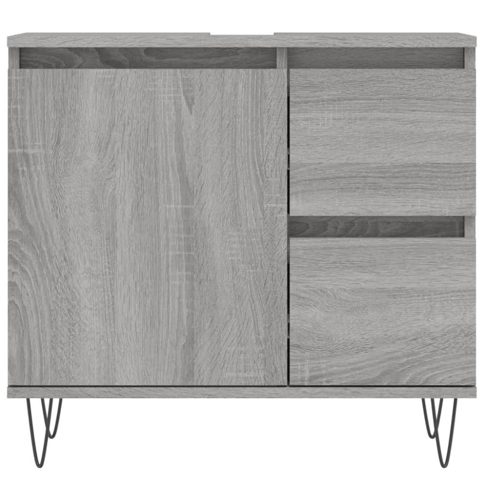 Produktbild för Badrumsskåp grå sonoma 65x33x60 cm konstruerat trä