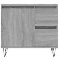 Produktbild för Badrumsskåp grå sonoma 65x33x60 cm konstruerat trä