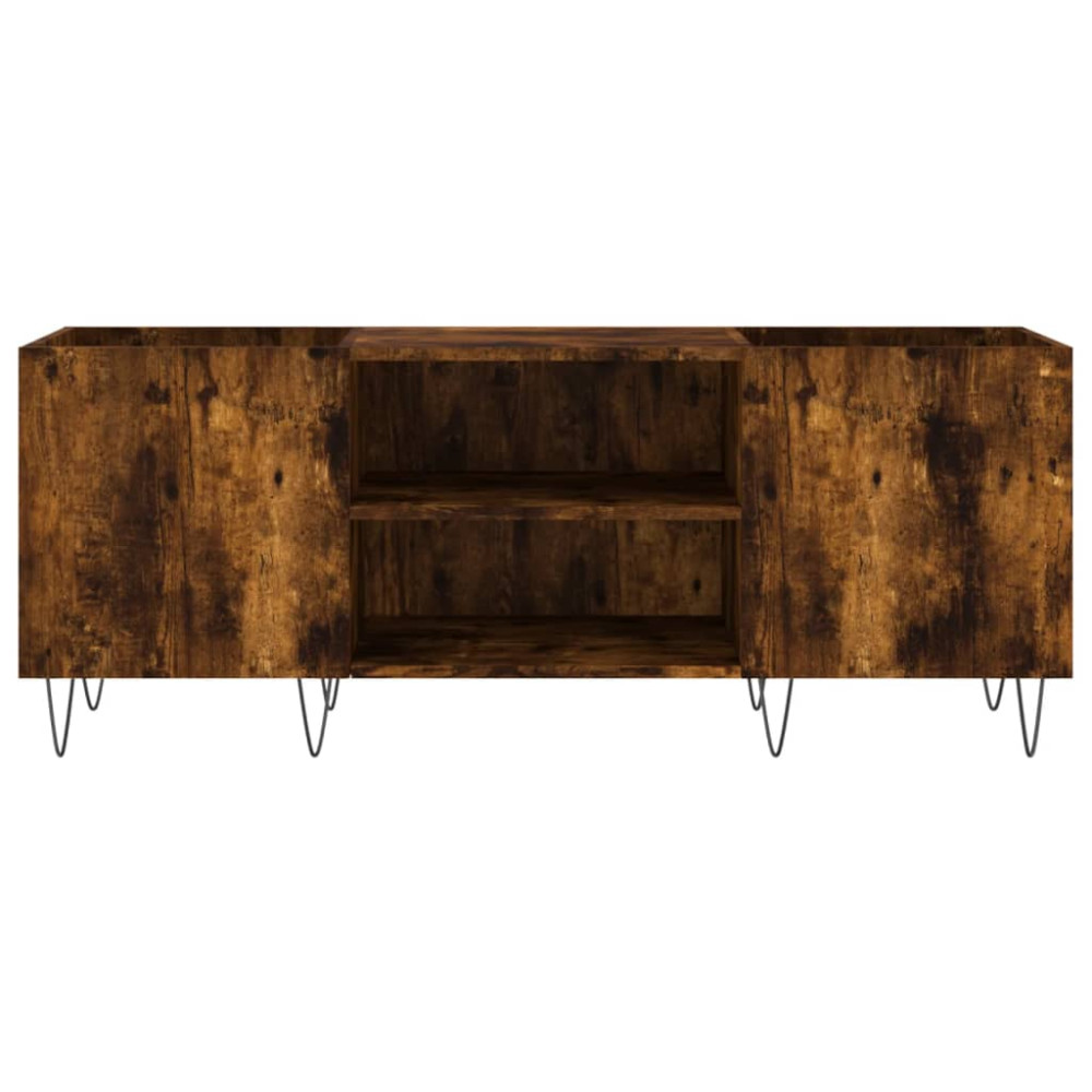 Produktbild för Stereobänk rökfärgad ek 121x38x48 cm konstruerat trä