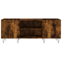 Produktbild för Stereobänk rökfärgad ek 121x38x48 cm konstruerat trä