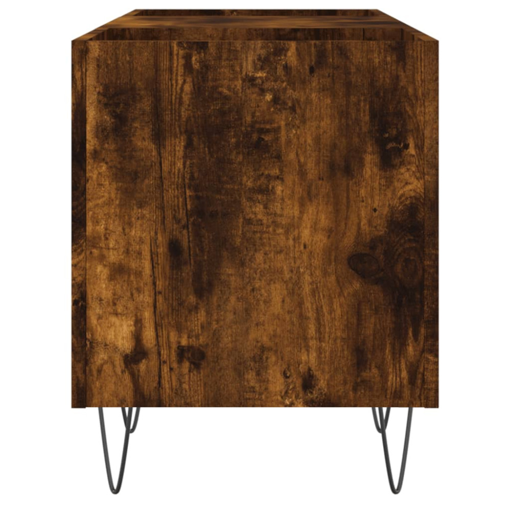 Produktbild för Stereobänk rökfärgad ek 121x38x48 cm konstruerat trä