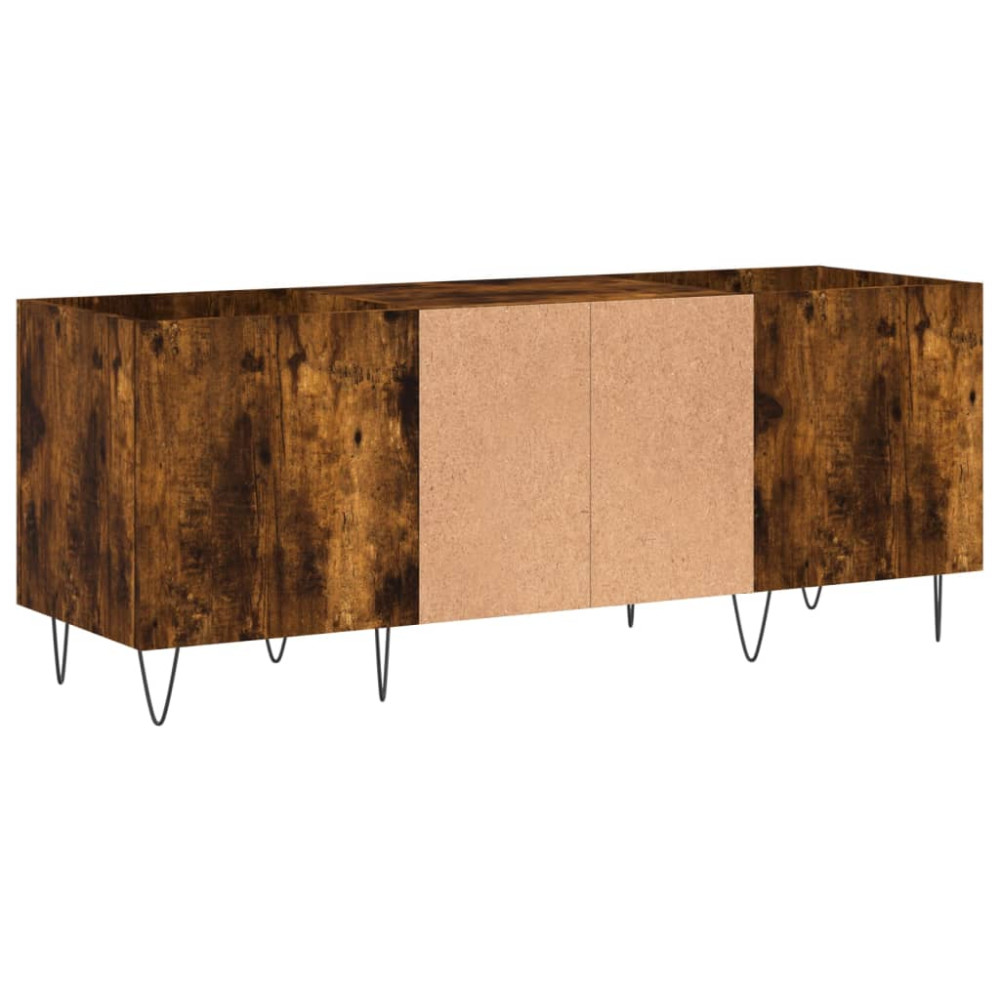 Produktbild för Stereobänk rökfärgad ek 121x38x48 cm konstruerat trä
