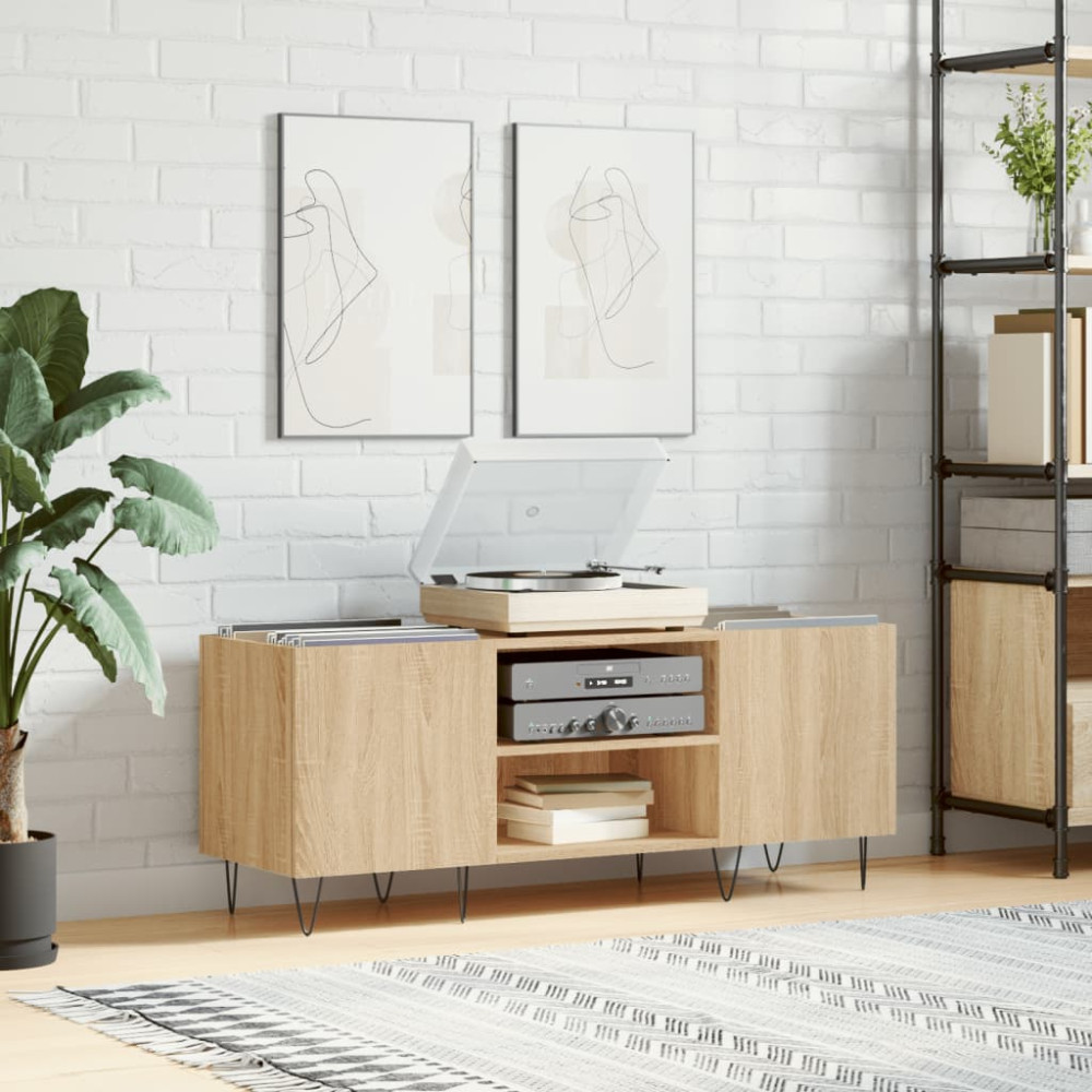 Produktbild för Stereobänk sonoma-ek 121x38x48 cm konstruerat trä