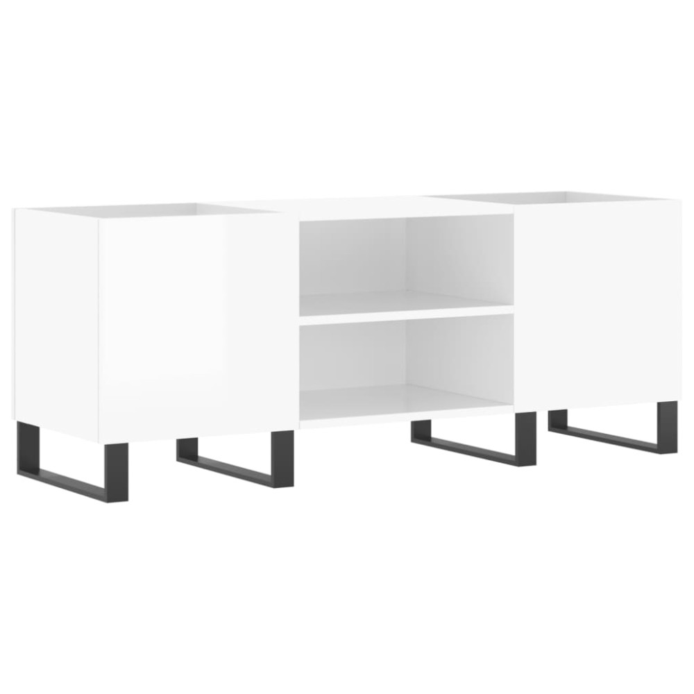 Produktbild för Stereobänk vit högglans 121x38x48 cm konstruerat trä