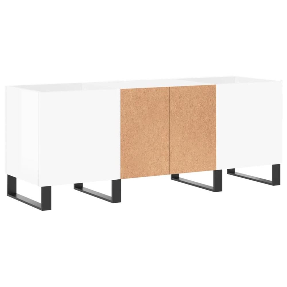 Produktbild för Stereobänk vit högglans 121x38x48 cm konstruerat trä