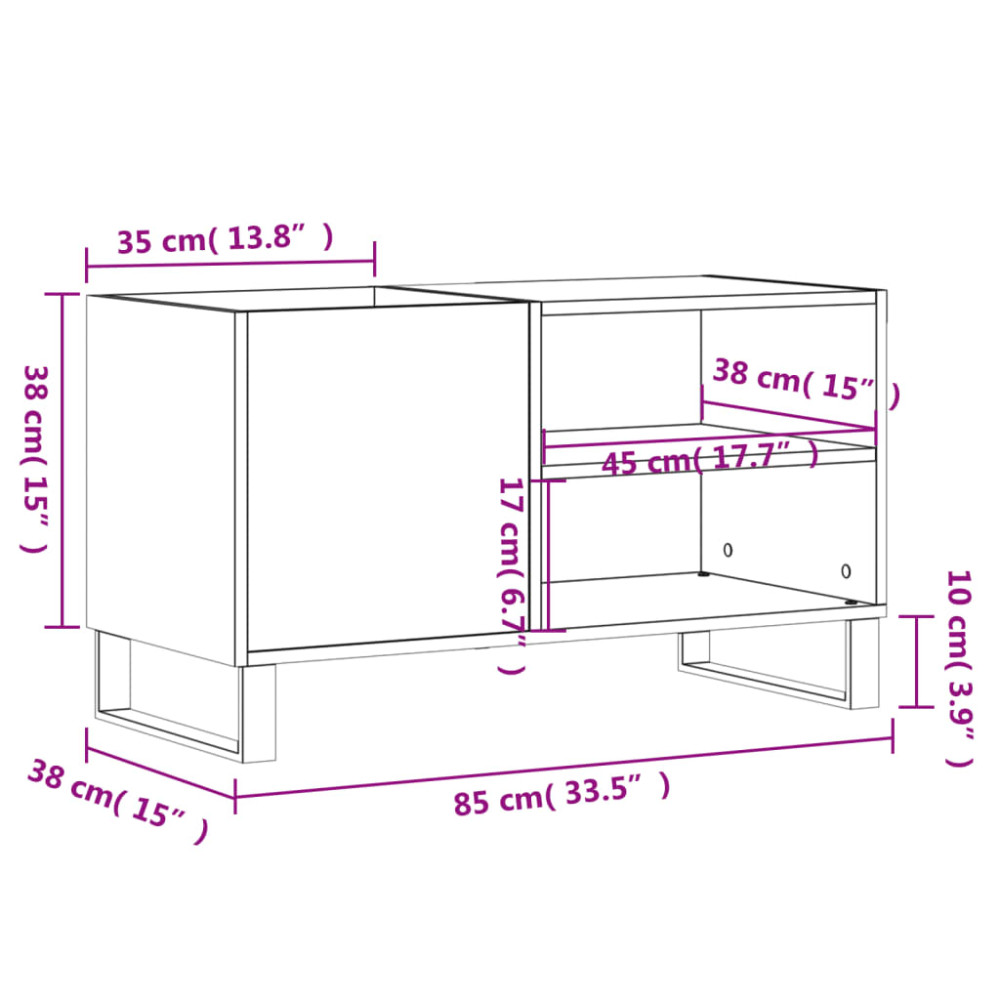 Produktbild för Stereobänk betonggrå 85x38x48 cm konstruerat trä